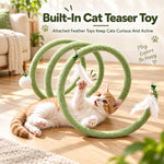 Qpets Bendable Wavy Cat Play Frame with Plush Cover, Hanging Ball and Bell for Indoor Play