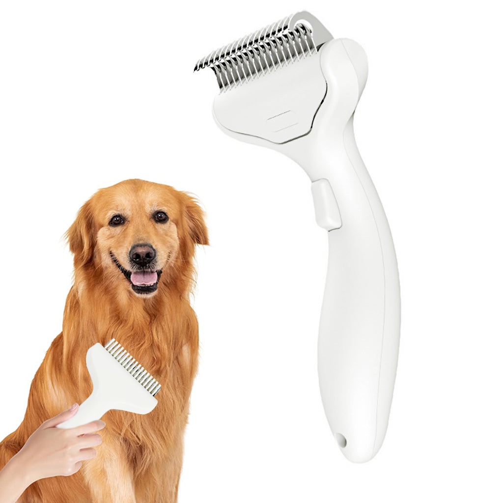 Qpets® Pet Grooming Brush Deshedding Hair Brush Self-cleaning Slicker Brush Underfur Rake Untangling Brush for Small Knots and Mats Dog Cat Hair Grooming Brush