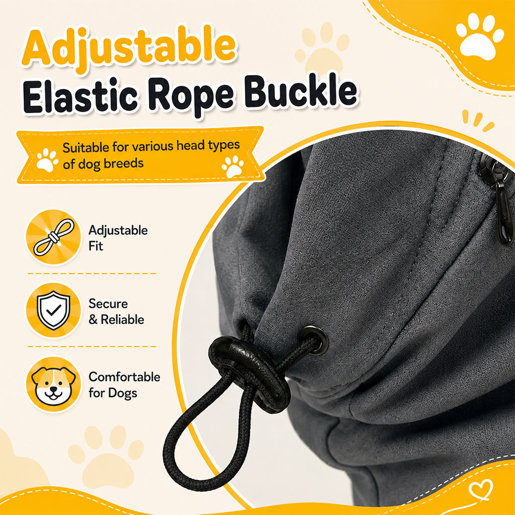 Qpets Dog Ear Hood, Size M, 16 x 19 cm, Adjustable Dual Zippers and Soft Lining