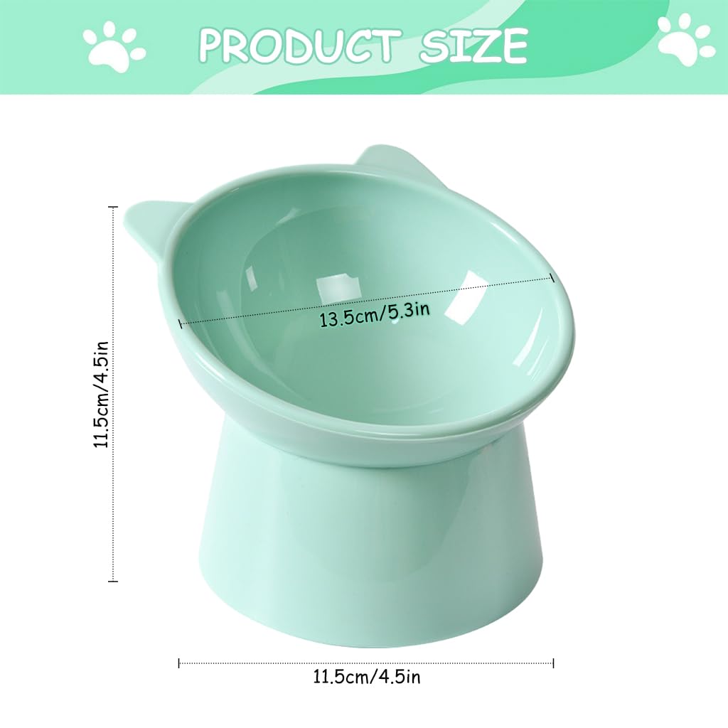 Qpets Elevated Cat Bowl for Comfortable Feeding with 4.52 in Height and Anti Tip Design | Eco Friendly Green