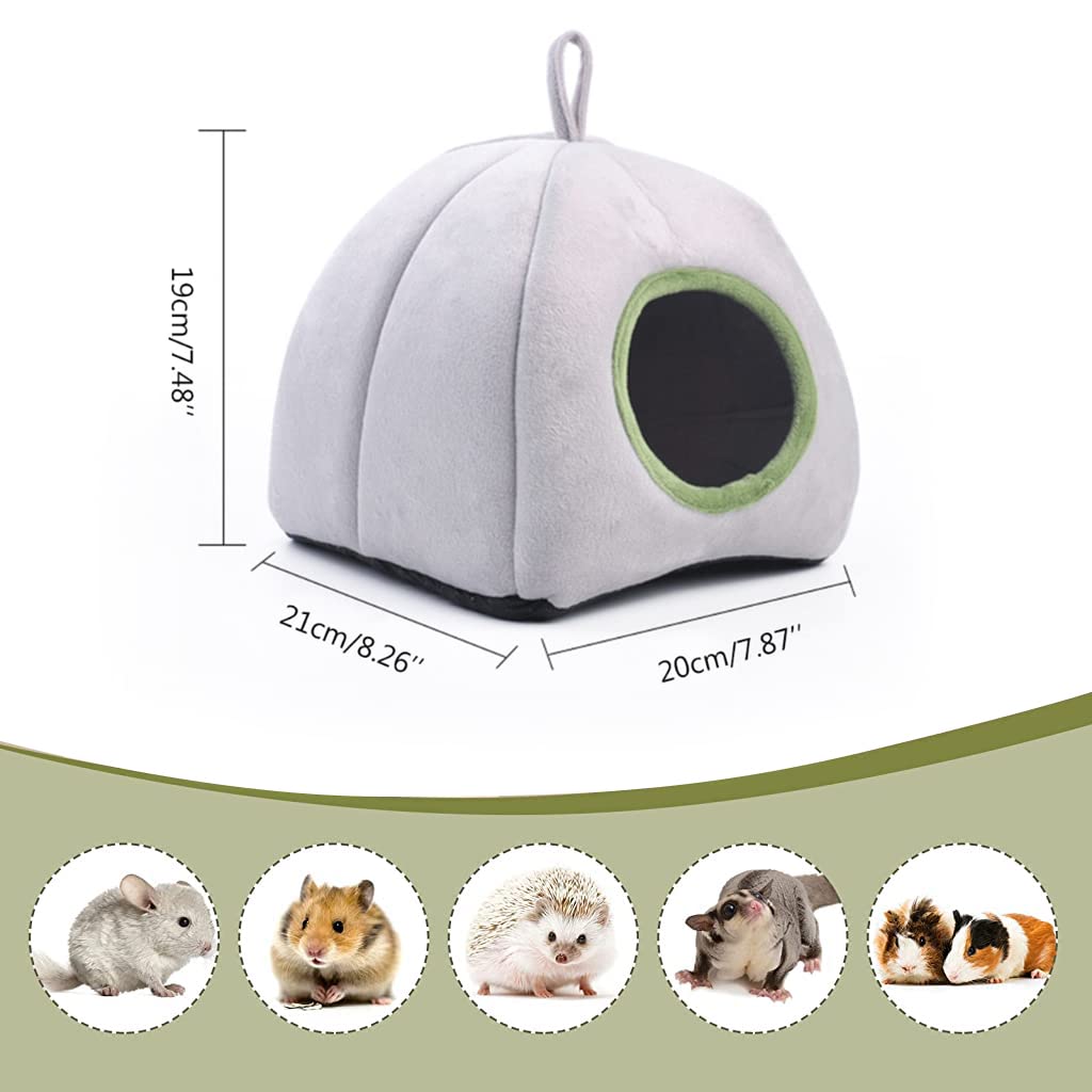 Qpets Hamster Bed for Small Pets with Soft Plush Hideout Design | Washable Grey 1 pcs