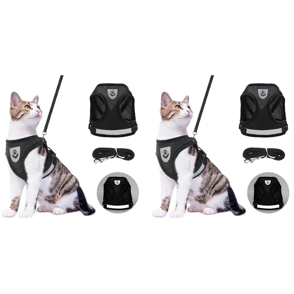Qpets Cat Harness for Small Pets featuring Velcro Adjustment and Reflective Strip | 120 cm Leash Set