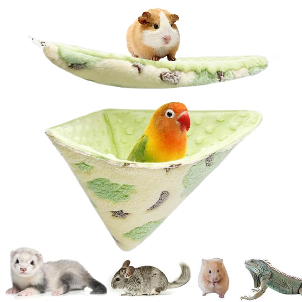 Qpets Hamster Hammock Set with Double Sided Plush Cone Pocket for Small Pets | All Season Cage Bed