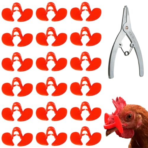 Qpets® Chicken Goggles (100pcs) with Pincer Tool - Anti Pecking Poultry Pick Guards for Hens & DucksHarmless Feather Pecking Prevention GlassesBird Eye Protection for Poultry Farm
