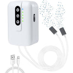 Qpets® Portable Oxygen Pump Cordless Aquarium Air Pump Continuous/Intermittent Fishing Air Pump Dual Pipe Aquarium Air Pump Air Stone and Pipe Included USB Rechargeable Aquarium Air Pump