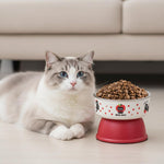 Qpets Elevated Cat Dog Bowl with Non Slip Base and 10.5cm Height | Stainless Steel Feeder