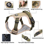 Qpets® Dog Harness No-Pull Pet with Safety Reflective Strip for Large Size Control Handle Belt Outdoor Oxford Cloth Vest Khaki XL Suitable for 22.5-45kg 3 PCS