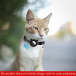 Qpets Cat Collar for Cats and Kittens with Silicone Airtag Holder 8.7–10.8 in | Soft Polyester Black and Pink