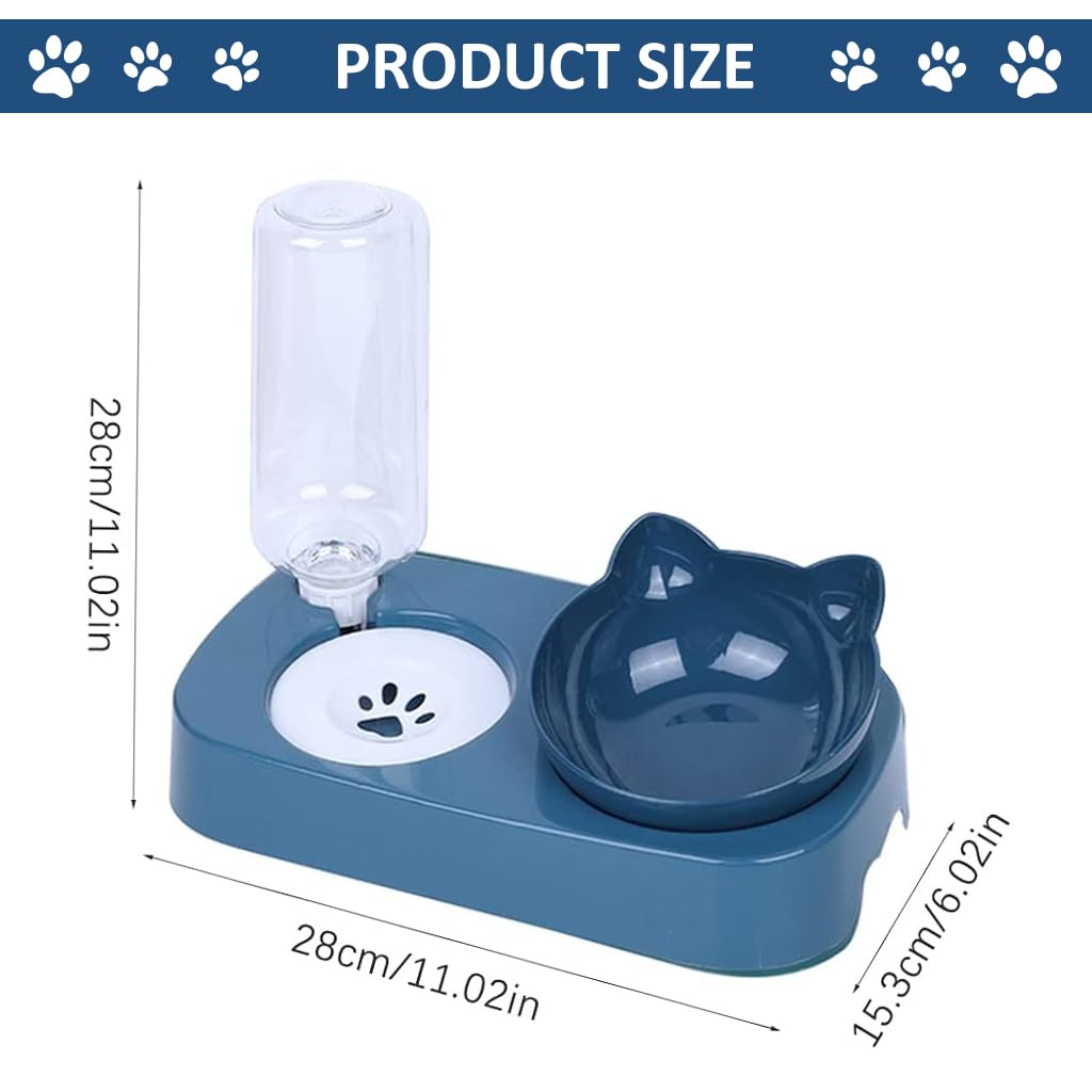 Qpets Cat Food Feeder and Water Dispenser with 1.5L Electric Fountain, Polypropylene Bowl for Small and Medium Pets | 35.5 x 19.5 x 5.1 cm