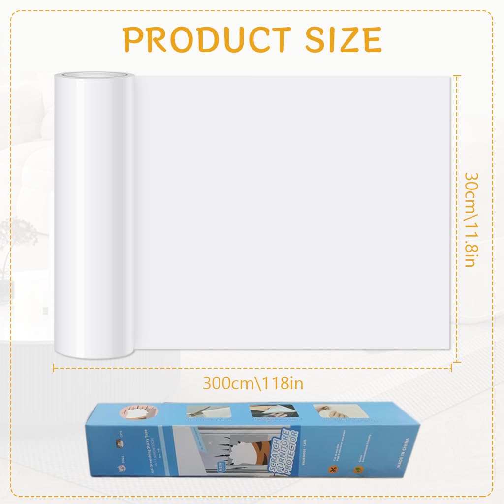 Qpets Cat Scratcher Tape for Furniture Protection with 0.12mm Thick Layer 30x300cm 2pcs