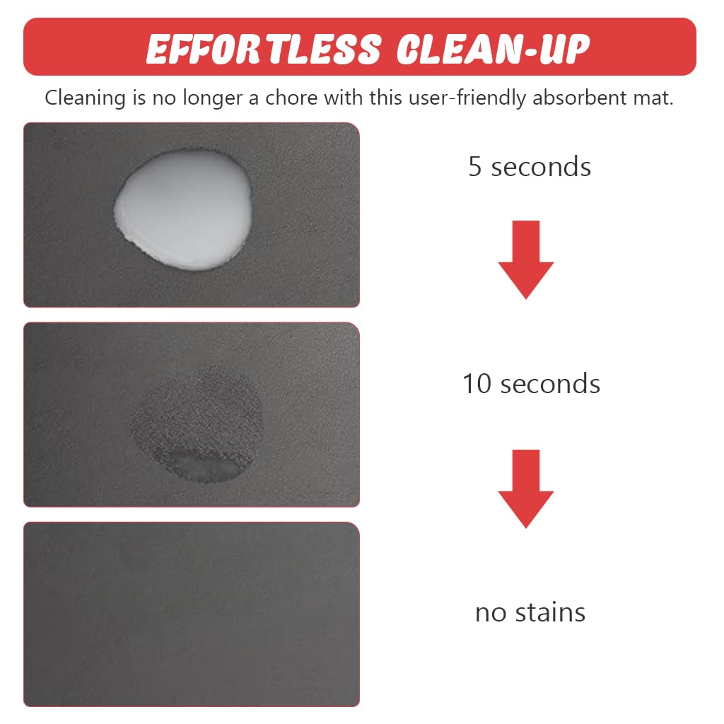 Qpets Cat Dog Food Mat 50x30cm for Feeding Areas with Quick-Dry Diatom Surface | Non-Slip Black Floor Protection