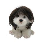 Qpets Dog Wig for Party and Festival Wear with Adjustable Chin Strap in Brown Hairpiece