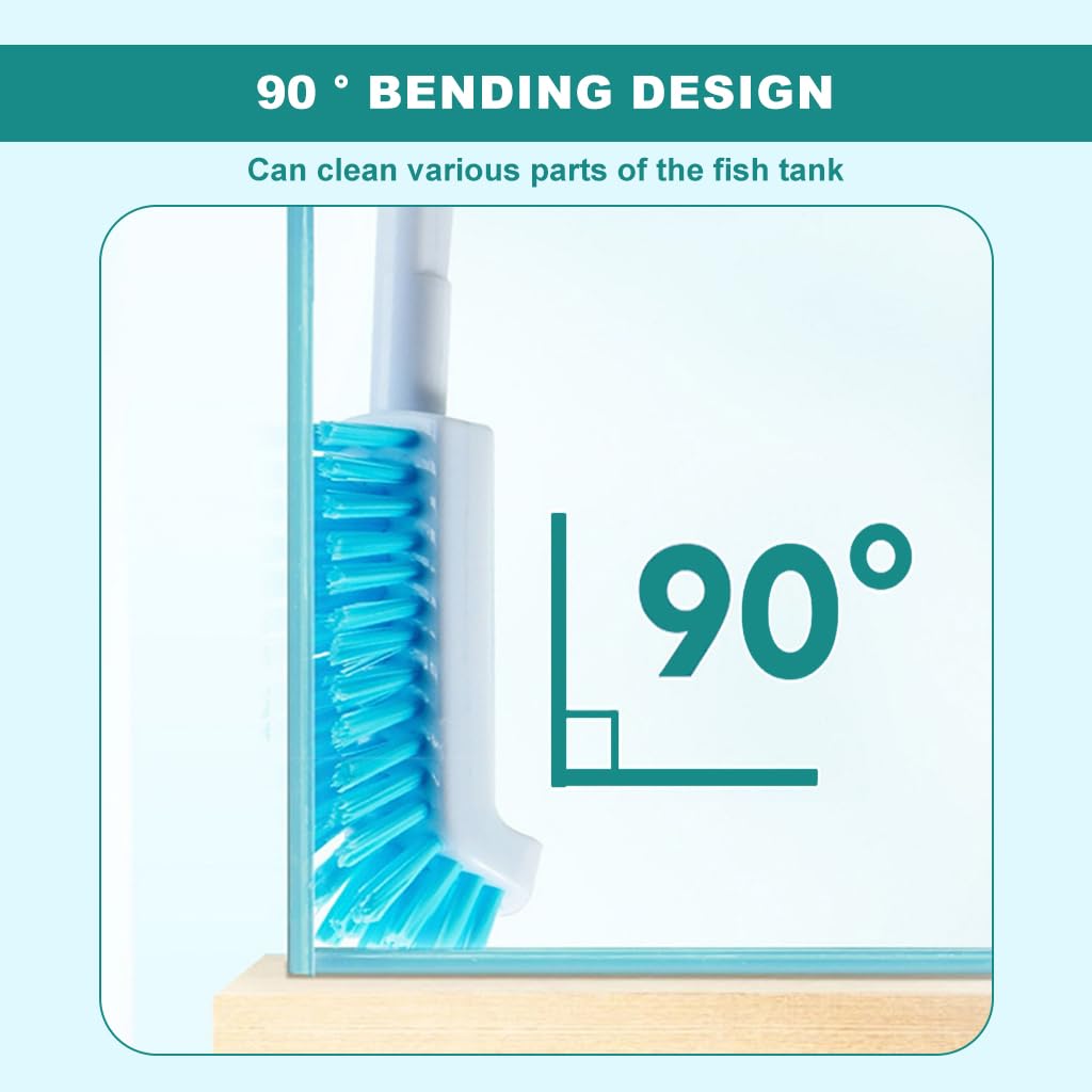 Qpets Aquarium Algae Scraper for Fish Tank Cleaning with Curved Head & Nylon Bristles | Telescopic Handle