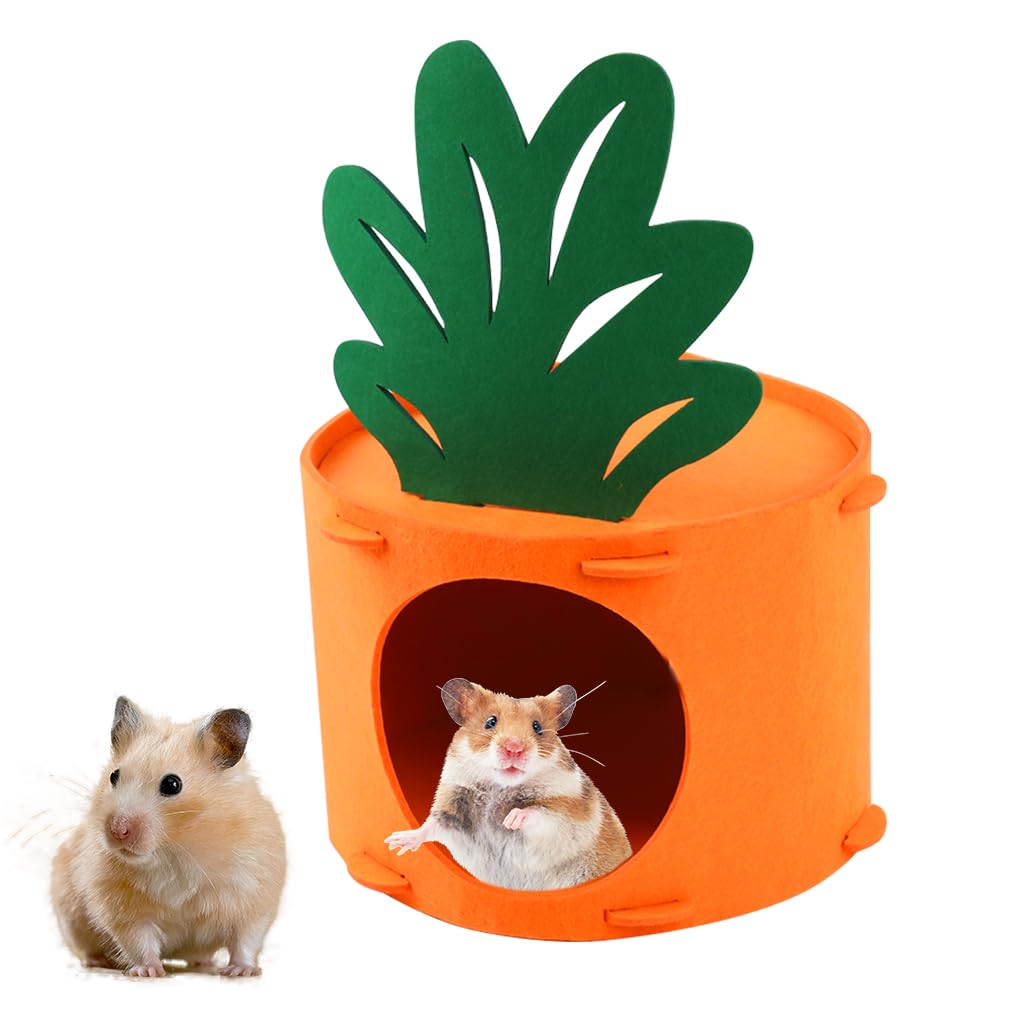 Qpets Hamster House for Small Pets with Washable Detachable Felt Design 17x13.5cm | Cozy Hideout