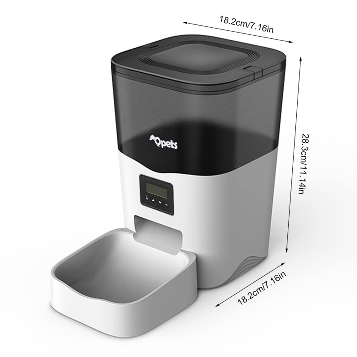 Qpets Automatic Pet Feeder for Cats and Dogs with 3L Capacity and Dual Power Supply | Programmable 1‑4 Meals Featuring Twist‑Lock Lid