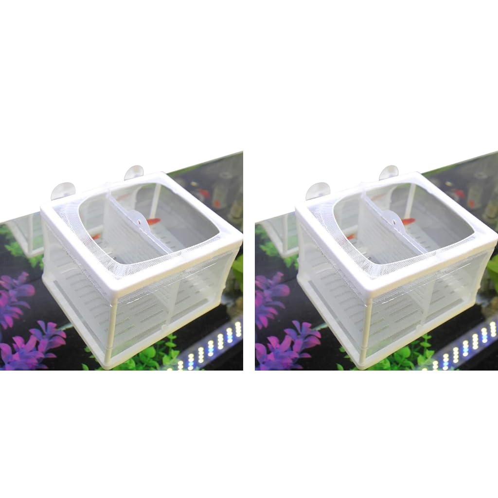 Qpets Fish Breeding Box for Betta with Suction Cups Divider 16x14x15cm Nylon Mesh | 2 pcs