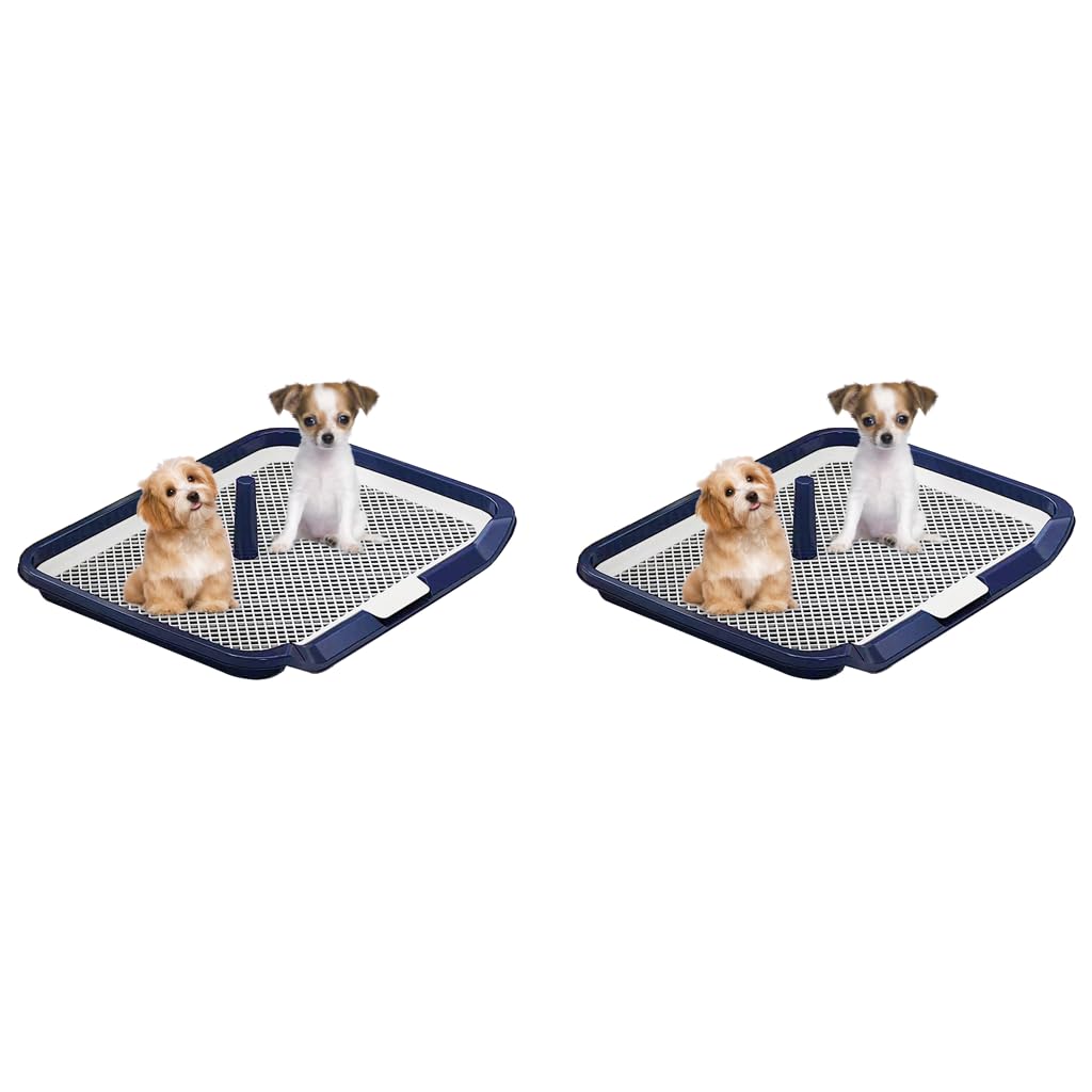 Qpets Indoor Dog Potty Training Tray 65x50cm with Removable Mesh Grate for Small Dogs | Easy Clean Reusable Toilet 2 PCS