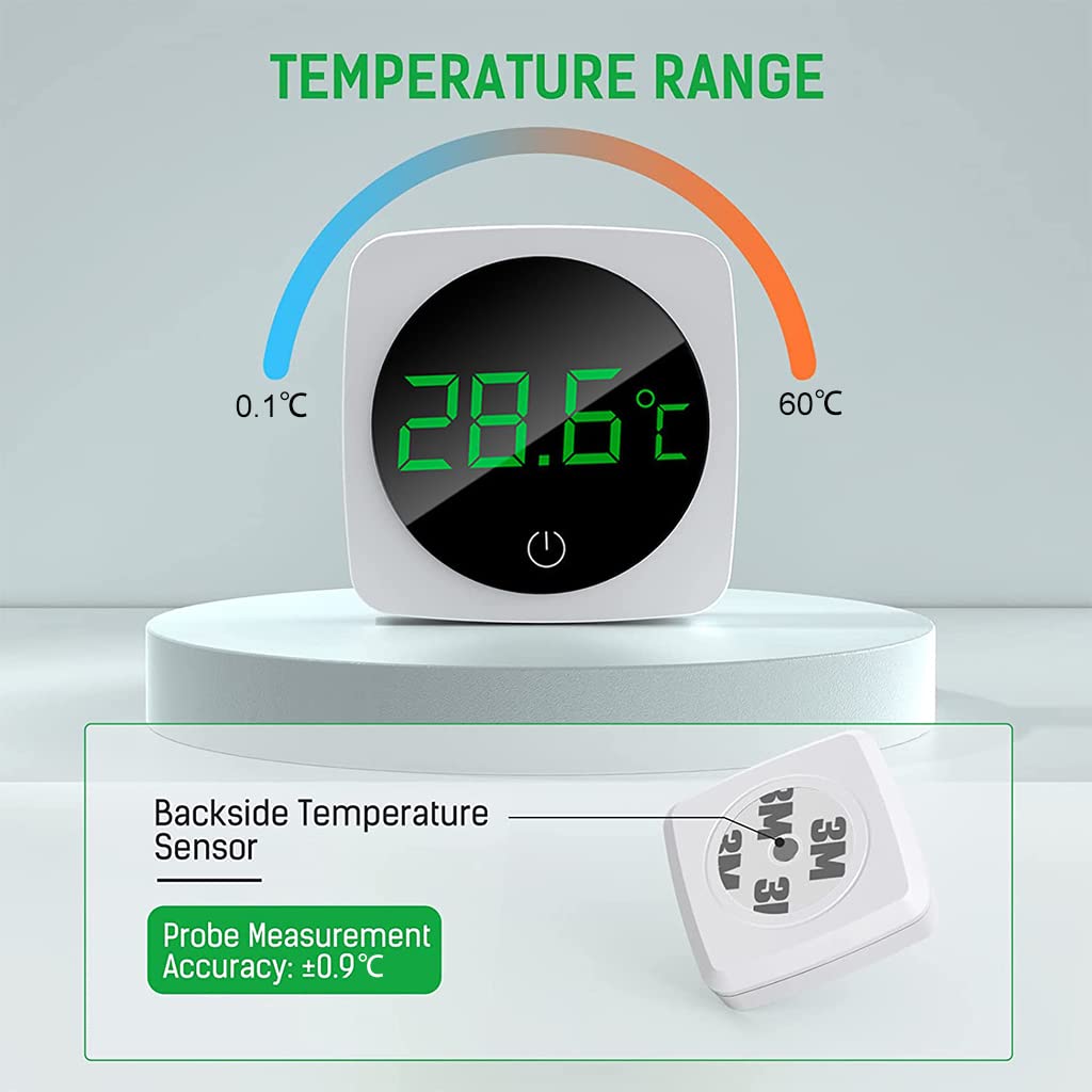 Wireless LED Aquarium Thermometer, Accurate Water Thermometer Sensor Stick-on Thermometer for Aquariums, Real Time Temperature Sensing Temperature Meter for Aquariums, Terrarium