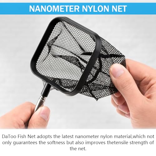 Qpets® Fishing Net 3.1X3.1 Inch Small Aquarium Fish Net for Betta Tank 18 Inch Stainless Steel Retractable Handle Square Catching 2PCS