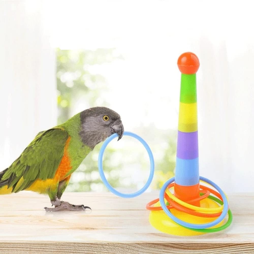 Qpets Bird Toys Set for Parrot Training with 21PCS Accessories Including Cart and Basketball | Bright Color Play Activity
