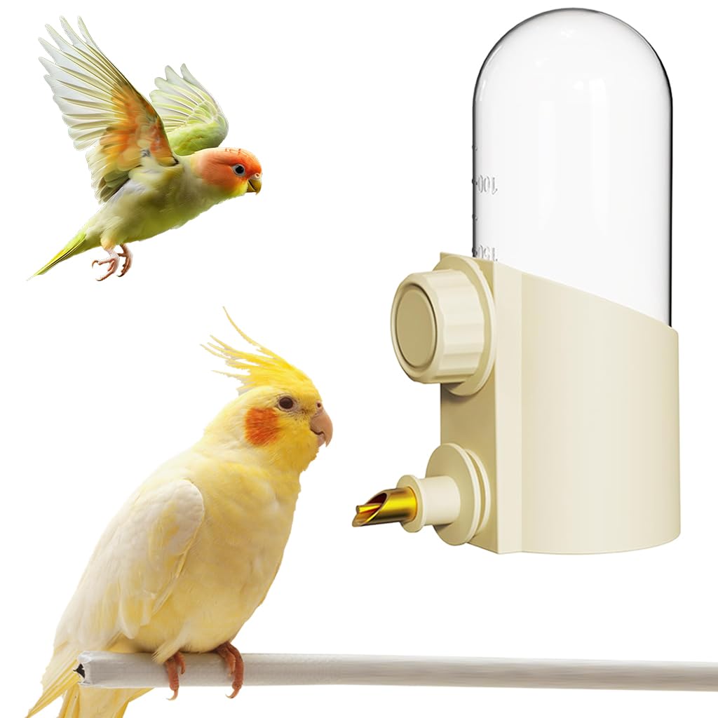 Qpets Bird Water Dispenser for Cage with Copper Nipple and 250ml Food Grade Feeder | Easy Refill