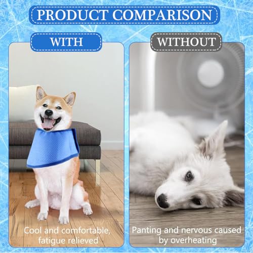 Qpets® Dog Cooling Bandana, Pet Ice Scarf Instant Cooling Collar for Dog Cat, Reusable Cooling Neck Wrap Breathable Scarf for Large Medium Small Pets Summer Accessories