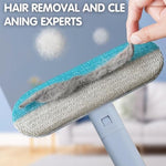 Qpets® Cat Brush Dog Comb 3 In 1 Pet Hair Remover Brush with 2 Integrated Cleaning Brushes Reusable Long Handle Pet Dust Cleaning Roller for Sofa Carpet Couch X 2