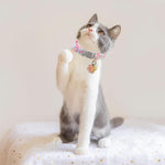 Qpets Floral Cat Collar with Quick Release and Bell featuring Embroidered Sakura Charm
