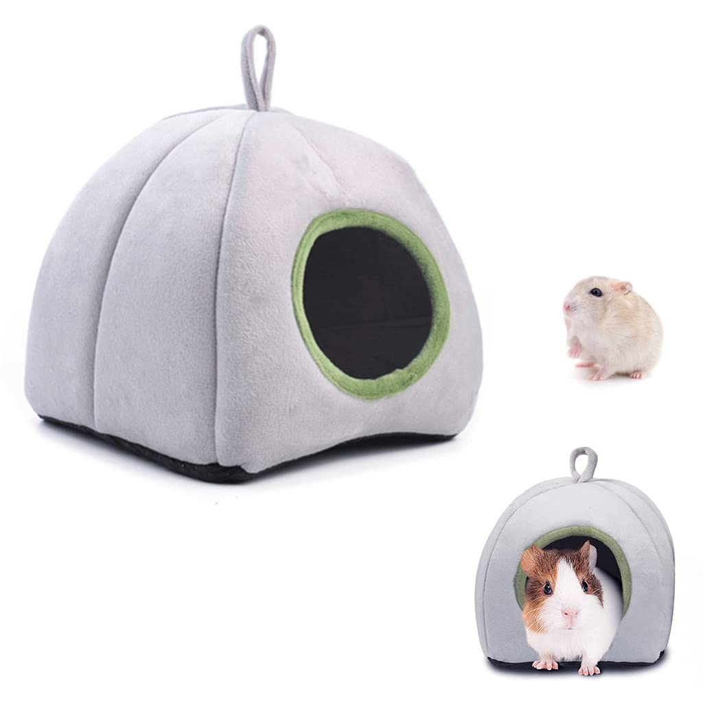 Hamster Cage Soft Plush Hamster Bed Washable Hamster Cage Accessories Small Pet Bed Hideout for Chinchilla, Hamster, Hedgehog(Grey, 1 pcs)