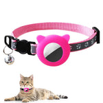 Qpets Cat Collar with Silicone Airtag Holder featuring Quick Release Bell and Adjustable 8.6–10.8 in Fit | Pink for Kittens