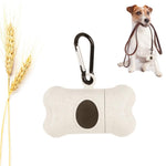 Qpets Dog Waste Bag Dispenser for Outdoor Walks with Carabiner Clip featuring Bone Shape | Wheat Straw Eco Container for Pet Owners
