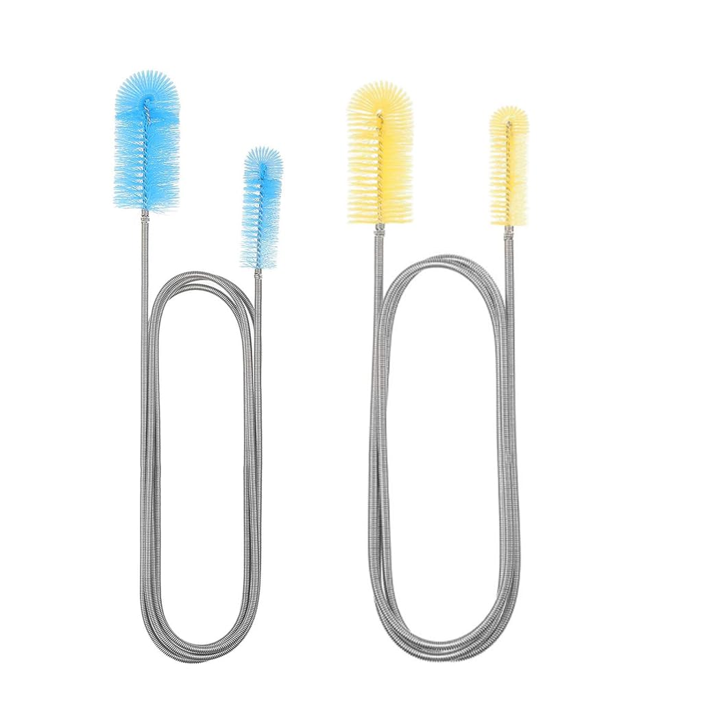 Qpets Dual Head Pipe Cleaning Brushes for Aquarium and Drain | 61 in Flexible 304 Stainless Steel Core