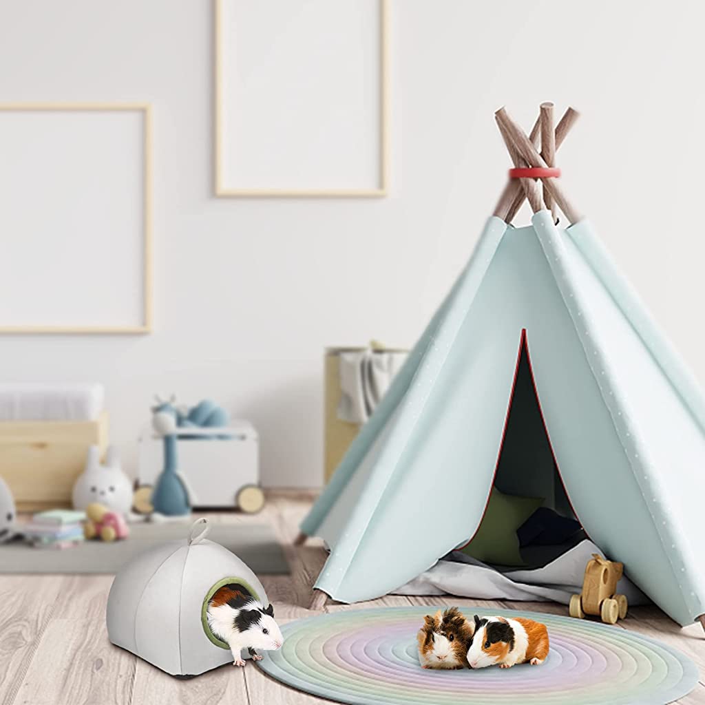 Qpets Hamster Bed for Small Pets with Soft Plush Hideout Design | Washable Grey 1 pcs