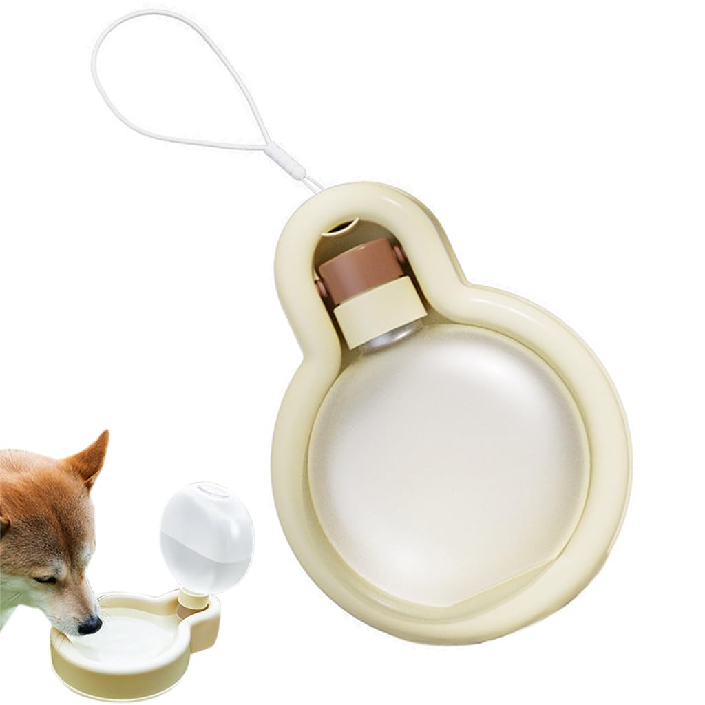 Folding Pet Water Dispenser 350ml Portable Gravity-Fed Leak Proof Design Food Grade PP Transparent Fashion Material Water Bottle with Drinking Cup for Dog, Cat