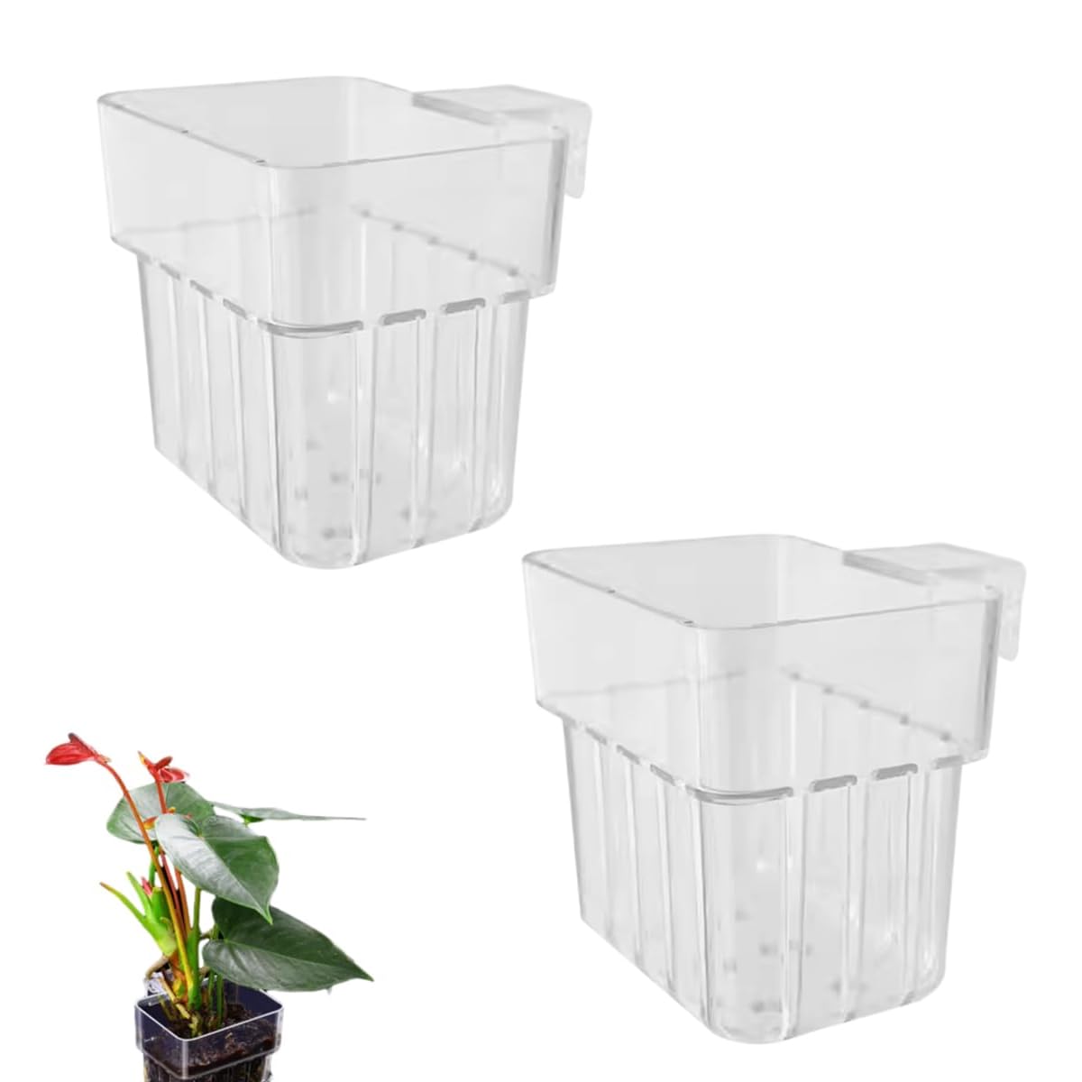 Qpets Aquarium Plant Holder Cup for Hydroponic Use with Screw Fix and ABS Acrylic | 2 Pack