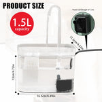 USB Cat Water Fountain 1.5L Cat Drinking Fountain Stylish Faucet Design Transparent Water Tank Silent Auto-Circulation Water Fountain for Pet Food Grade Safe Cat Water Fountain
