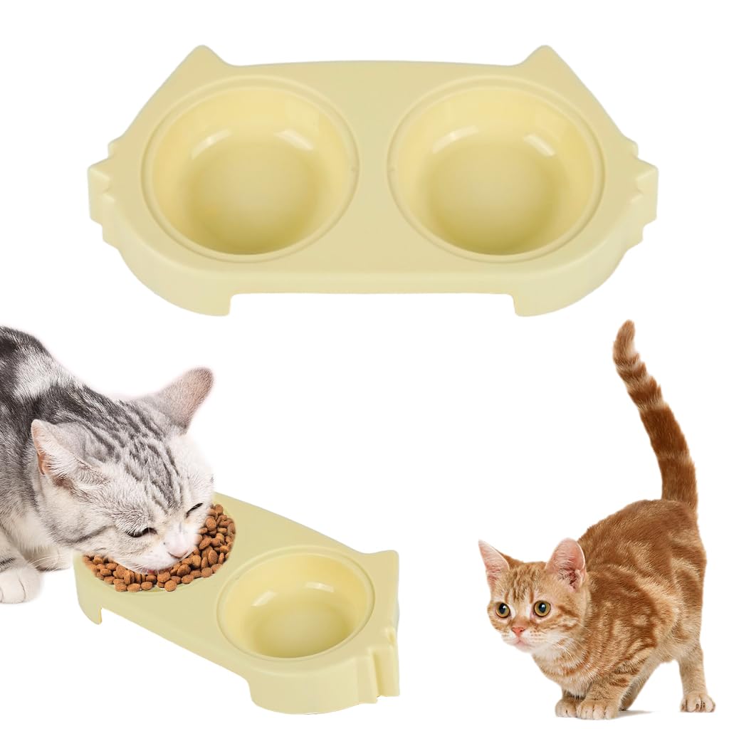 Qpets Dog Food Bowl for Cats and Puppies with 2 in 1 Feeding Design and Non Slip Base