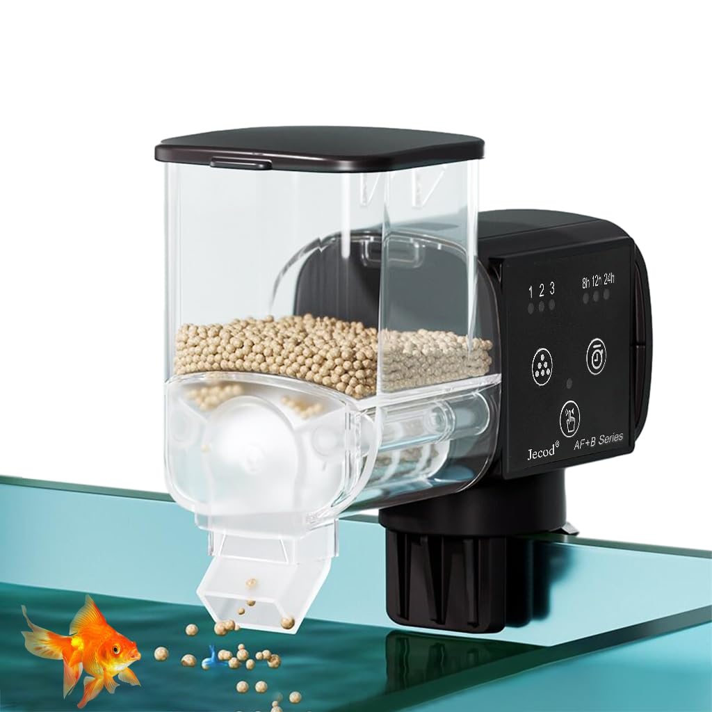 Qpets® Plastic 250Ml Automatic Fish Feeder Aquarium Automatic Fish Feeder With 3 Timer, Moisture-Proof Fish Food Dispenser Adjustable Feeding Amount (Not Including Battary), 12 X 6 X 5.7 Cm