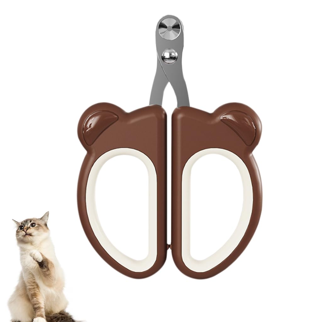 Cat Nail Cutter, Cute Brown Bear Design Dog Cat Nail Clippers, Stainless Steel Nail Cutter PP Handle Dog Nail Grinder Pet Nail Trimmer for Dogs Cats