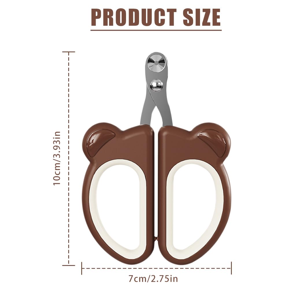 Qpets Cat Nail Cutter for Small Pets with 2mm Crescent Blade and Ergonomic Bear Handle | Stainless Steel Trimmer