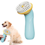 Qpets Pet Grooming Brush for Dogs and Cats with Shampoo Dispenser and Soft TPR Bristles