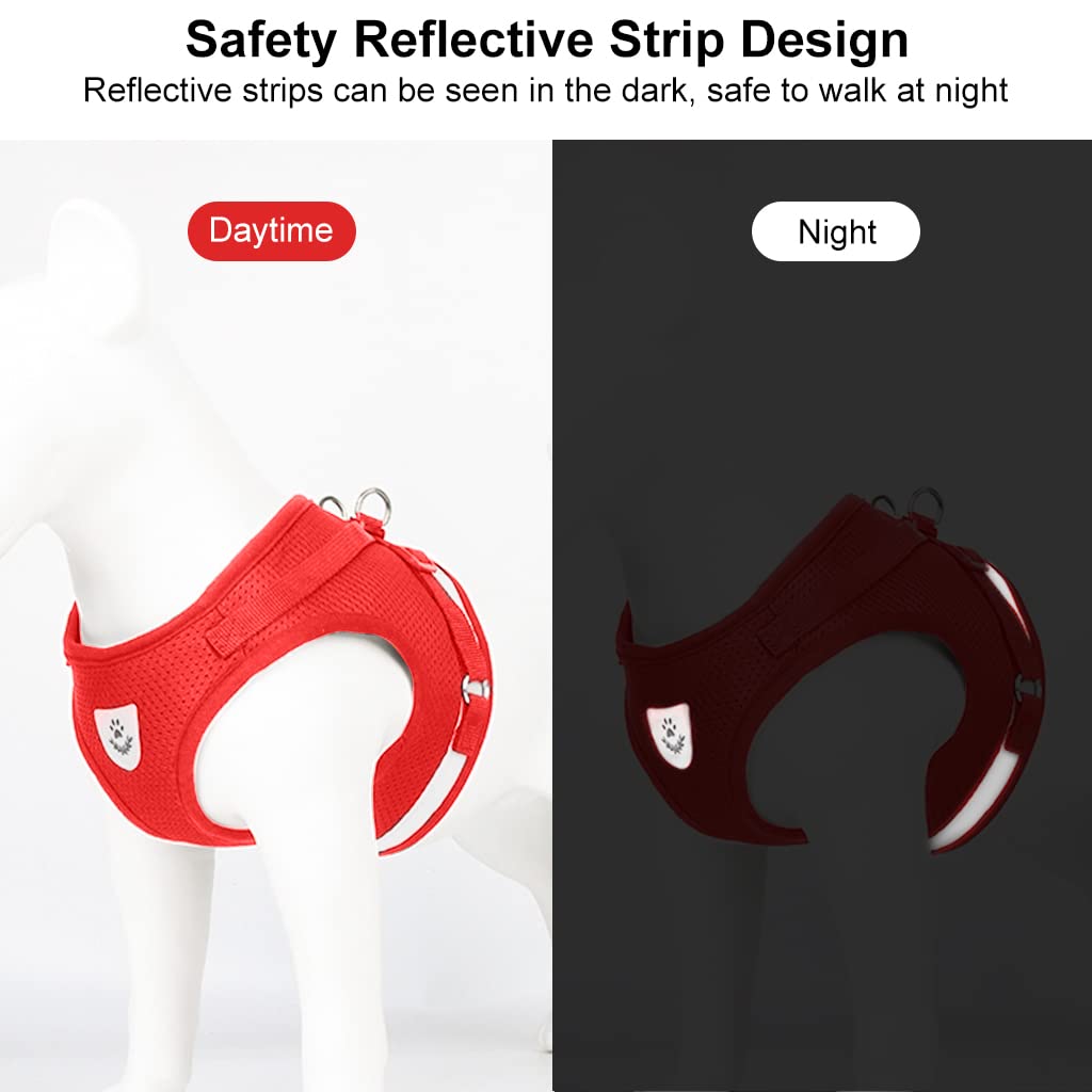 Qpets Dog Harness for Large Dogs with 1.2m Leash featuring Reflective Strips and Mesh Fabric