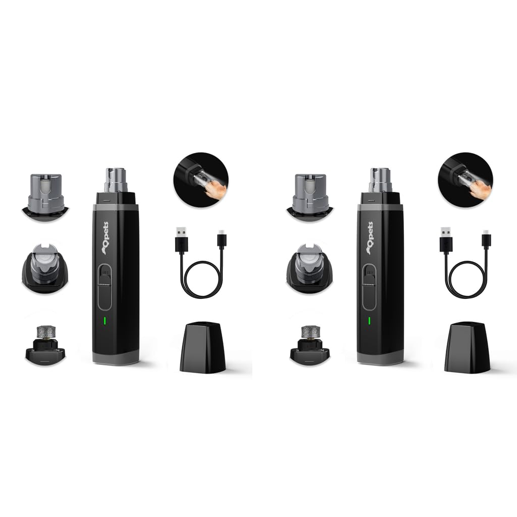 Qpets Electric Dog Nail Grinder with Dual LED Lights and 2 Speed Modes | Low Noise 2 PCS