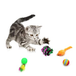 Cat Toys Kitten Toys Cat Toy for Indoor Cats Cat Feathers Wand Cat Interactive Toys Set with Mouse Mice Balls and Bells Toys for Cats Kitty Kitten Cat Games and Toys (20 Pcs) (Red)