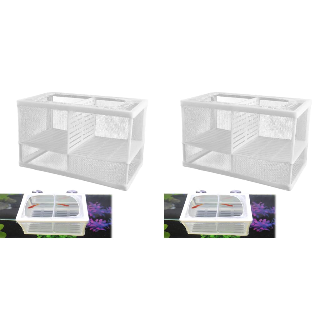 Qpets Aquarium Fish Breeding Box for Fry Protection with Suction Cups and Nylon Mesh 16x15x15.5cm 2PCS