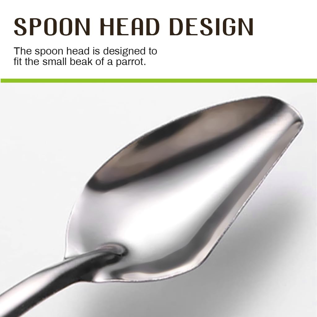 Qpets Hand Feeding Spoons for Baby Birds with 4.72 in Narrow Tip Stainless Steel Design | 2 Spoon Set