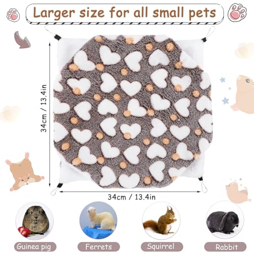 Qpets® Winter Hammock Bed for Small Animals Hibernation Plush Hanging Squirrel House Pets Sleeping Bag Guinea Pig Ferrets Hamsters Hedgehogs Chinchillas L Multicolor 3PCS