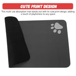 Qpets Cat Dog Food Mat 50x30cm for Feeding Areas with Quick-Dry Diatom Surface | Non-Slip Black Floor Protection
