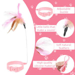 Qpets Cat Toys for Indoor Play featuring 23cm Steel Wire Feather Collar | 3PCS Adjustable Set