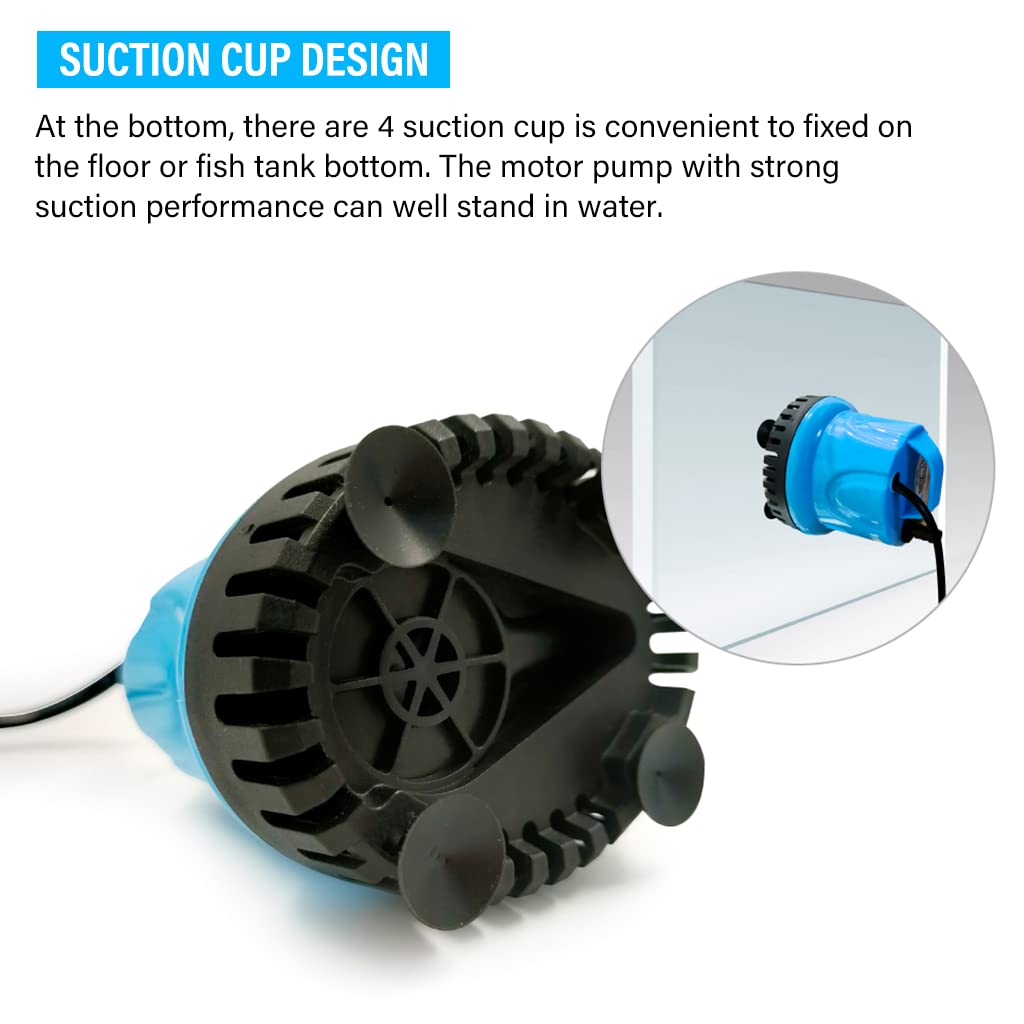 Qpets Submersible Water Fountain Pump for Aquarium and Pond with 1800L/H Power Flow | Suction Cup Base and Built‑in Water Filtration